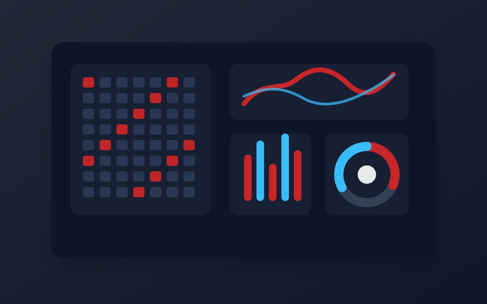 Booth analytics dashboard with heat map, signal charts, and priority indicators.
